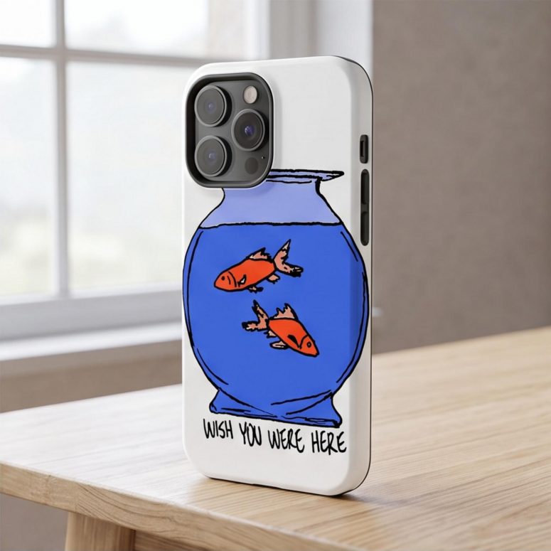 Pink Floyd Phone Case - Wish You Were Here lost souls in Fish Bowl Doodle Art