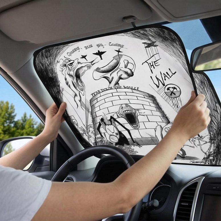 Pink Floyd Auto Sun Shade - Goodbye Blue Sky Tear Down The Wall Pink Floyd Auto Sun Shade - Goodbye Blue Sky Tear Down The Wall