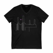 Animals Album Inflatable Flying Pigs Front Vneck Black - OtherBrick