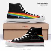 Dark Side Of The Moon Rainbow Prism – Pink Floyd White Canvas Shoes 1 - OtherBrick