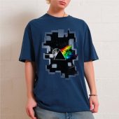 Dark Side Of The Moon Galaxy Break Wall Front Shirt Oman Navy - OtherBrick