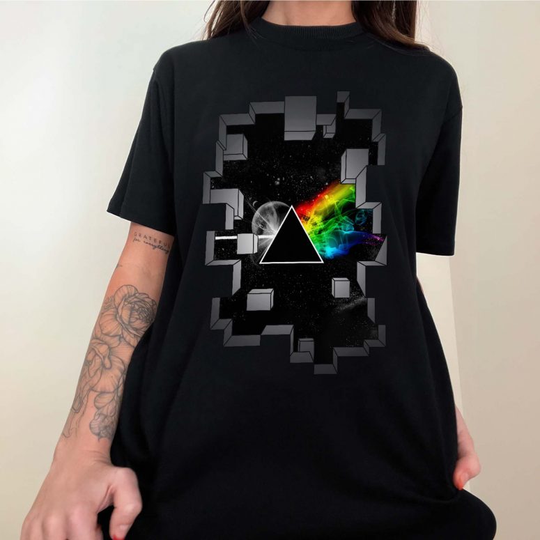 Dark Side of the Moon Galaxy Break Wall Pink Floyd Shirt