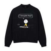 I Love Pink Floyd Snoopy Front Sweatshirt Black - OtherBrick
