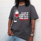 In Case Of Accident My Blood Type Is Pink Floyd Front Shirt Man Grey - OtherBrick