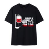 In Case Of Accident My Blood Type Is Pink Floyd Front Tshirt Black - OtherBrick
