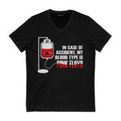 In Case Of Accident My Blood Type Is Pink Floyd Front Vneck Black - OtherBrick