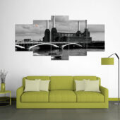 Pink Pig Over Battersea Black And White Canvas 5pc Mk - OtherBrick