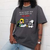 Snoopy Charlie Brown We Are Never Too Old To Listen To Pink Floyd Front Shirt Man Grey - OtherBrick