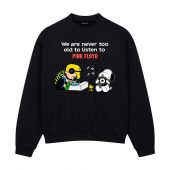 Snoopy Charlie Brown We Are Never Too Old To Listen To Pink Floyd Front Sweatshirt Black - OtherBrick