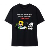 Snoopy Charlie Brown We Are Never Too Old To Listen To Pink Floyd Front Tshirt Black - OtherBrick