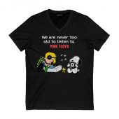 Snoopy Charlie Brown We Are Never Too Old To Listen To Pink Floyd Front Vneck Black - OtherBrick