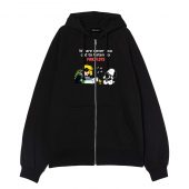Snoopy Charlie Brown We Are Never Too Old To Listen To Pink Floyd Front Ziphoodie Black - OtherBrick