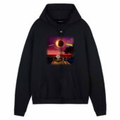 Snoopy Dark Side Of The Moon Eclipse Galaxy Front Hoodie Black - OtherBrick