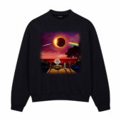 Snoopy Dark Side Of The Moon Eclipse Galaxy Front Sweatshirt Black - OtherBrick