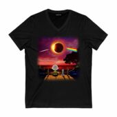Snoopy Dark Side Of The Moon Eclipse Galaxy Front Vneck Black - OtherBrick
