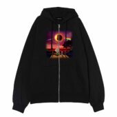 Snoopy Dark Side Of The Moon Eclipse Galaxy Front Ziphoodie Black - OtherBrick