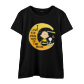 Snoopy I Love The Dark Side Of The Moon Front Wtee Black - OtherBrick