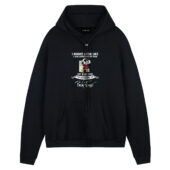 Snoopy Woodstock Listening To Pink Floyd Front Hoodie Black - OtherBrick