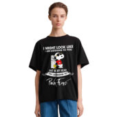 Snoopy Woodstock Listening To Pink Floyd Front Shirt Woman Black - OtherBrick
