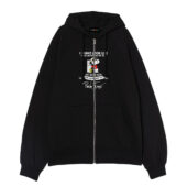 Snoopy Woodstock Listening To Pink Floyd Front Ziphoodie Black - OtherBrick