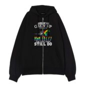 Some Of Us Grew Up Pink Floyd Front Ziphoodie Black - OtherBrick