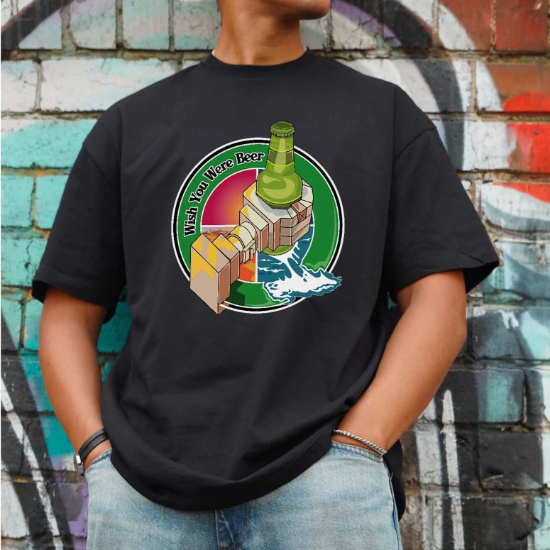 Wish You Were Beer Illustration Pink Floyd Shirt