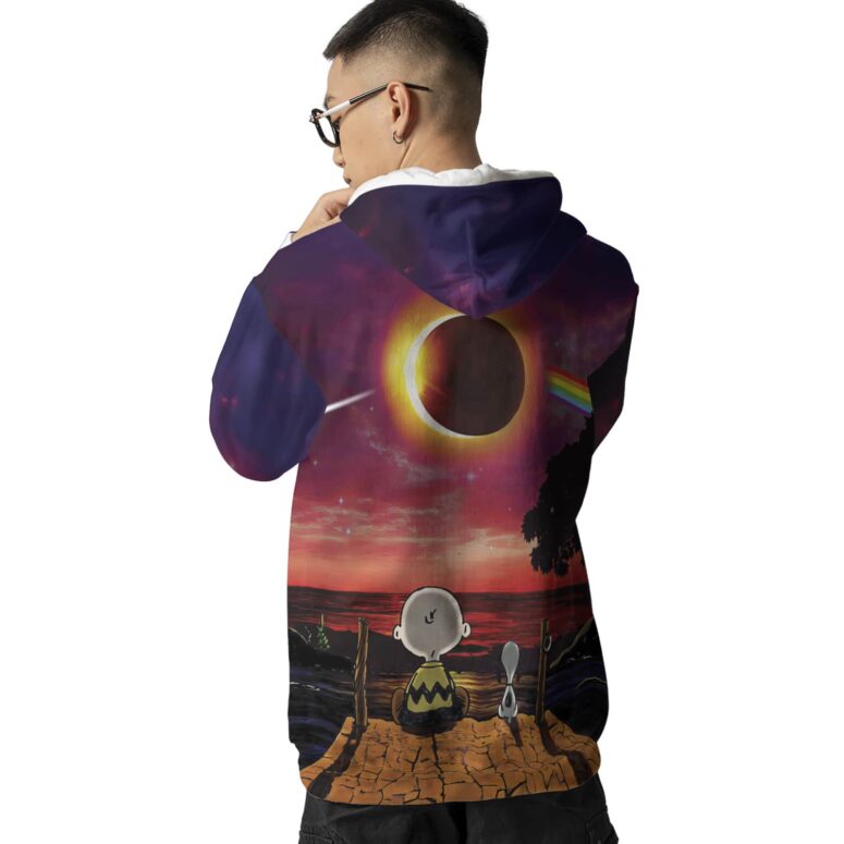 Snoopy Dark side of the moon Eclipse Galaxy Full Print Pink Floyd Shirt