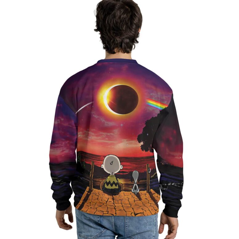 Snoopy Dark side of the moon Eclipse Galaxy Full Print Pink Floyd Shirt