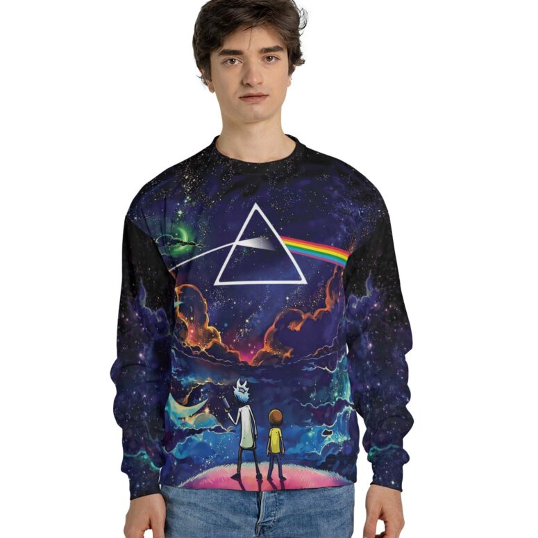 Rick and Morty Looking to DSOTM Pink Floyd Shirt