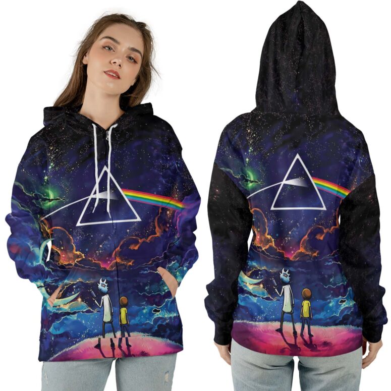 Rick and Morty Looking to DSOTM Pink Floyd Shirt