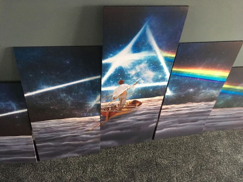 Snoopy And Charlie Brown Looking Dark Side Of The Moon Pink Floyd Canvas