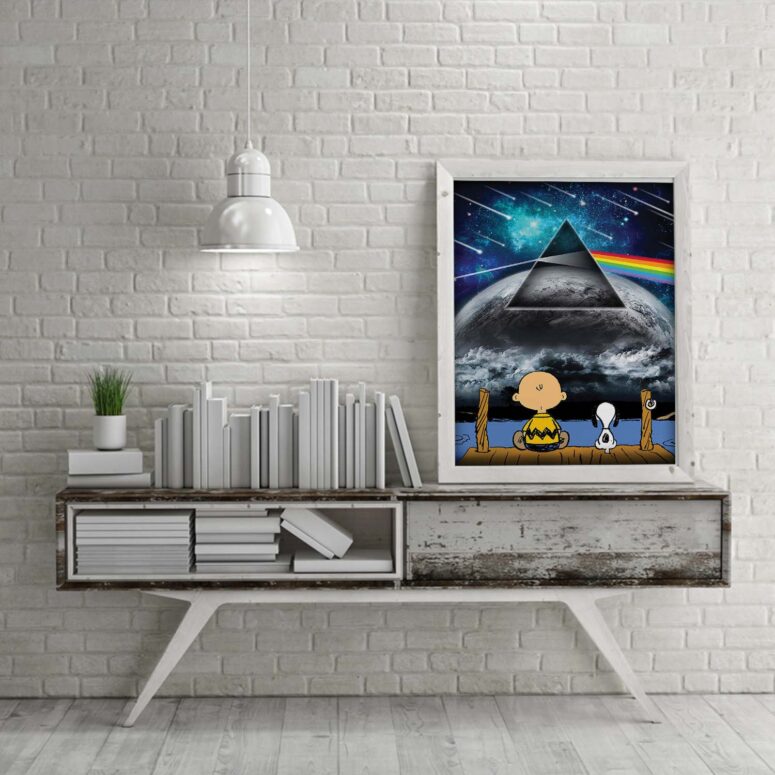 Snoopy And Charlie Brown Looking Dark Side Of The Moon Pink Floyd Canvas Snoopy And Charlie Brown Looking Dark Side Of The Moon Pink Floyd Canvas