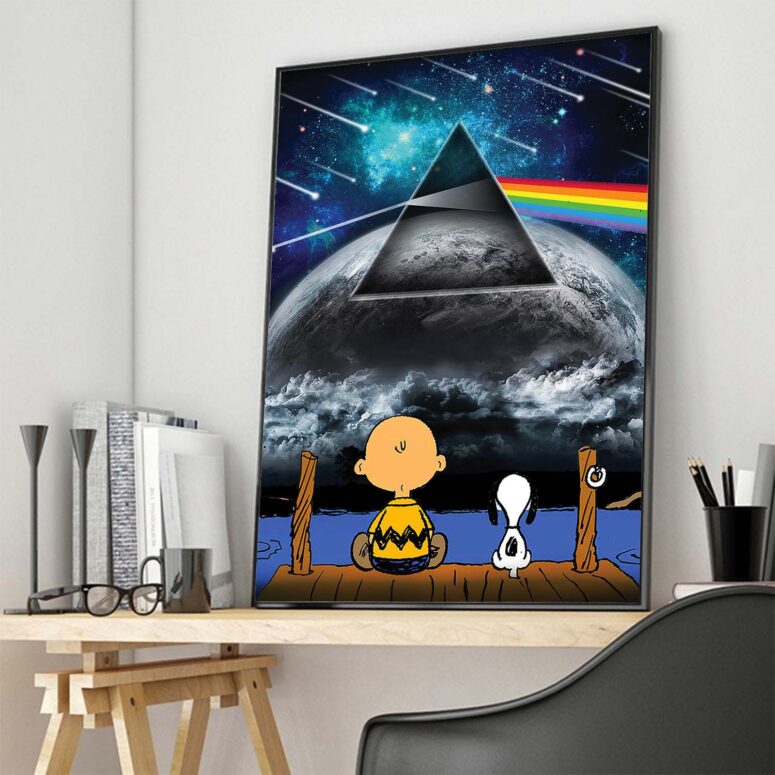 Snoopy And Charlie Brown Looking Dark Side Of The Moon Pink Floyd Canvas Snoopy And Charlie Brown Looking Dark Side Of The Moon Pink Floyd Canvas