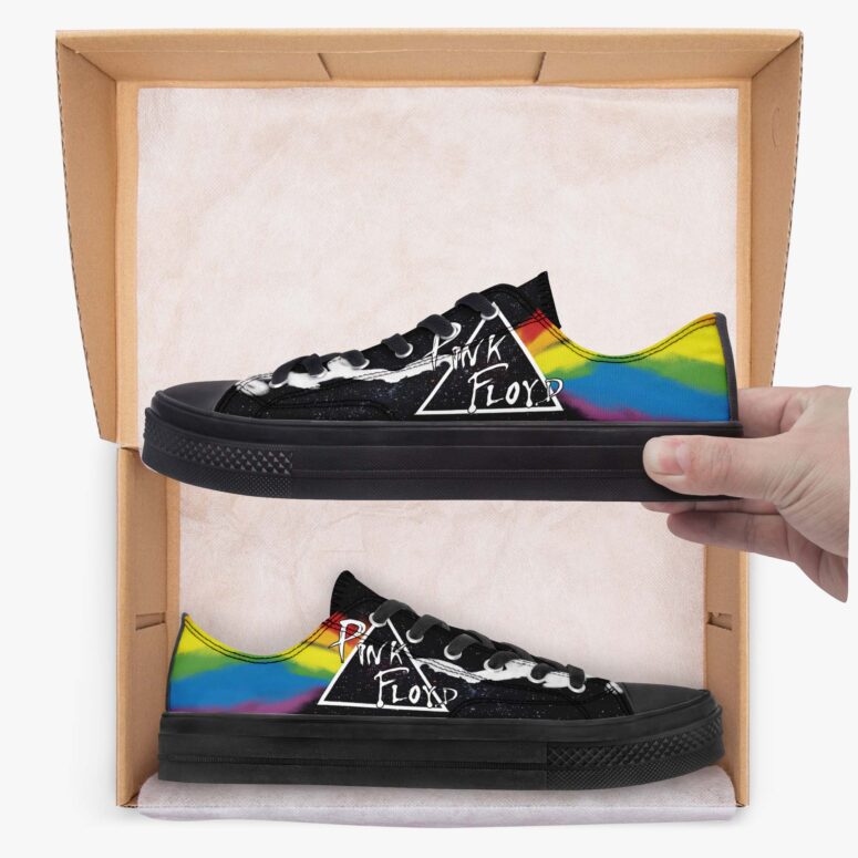Dark side of The Moon Watercolor Painting - Pink Floyd Canvas Shoes Dark side of The Moon Watercolor Painting - Pink Floyd Canvas Shoes