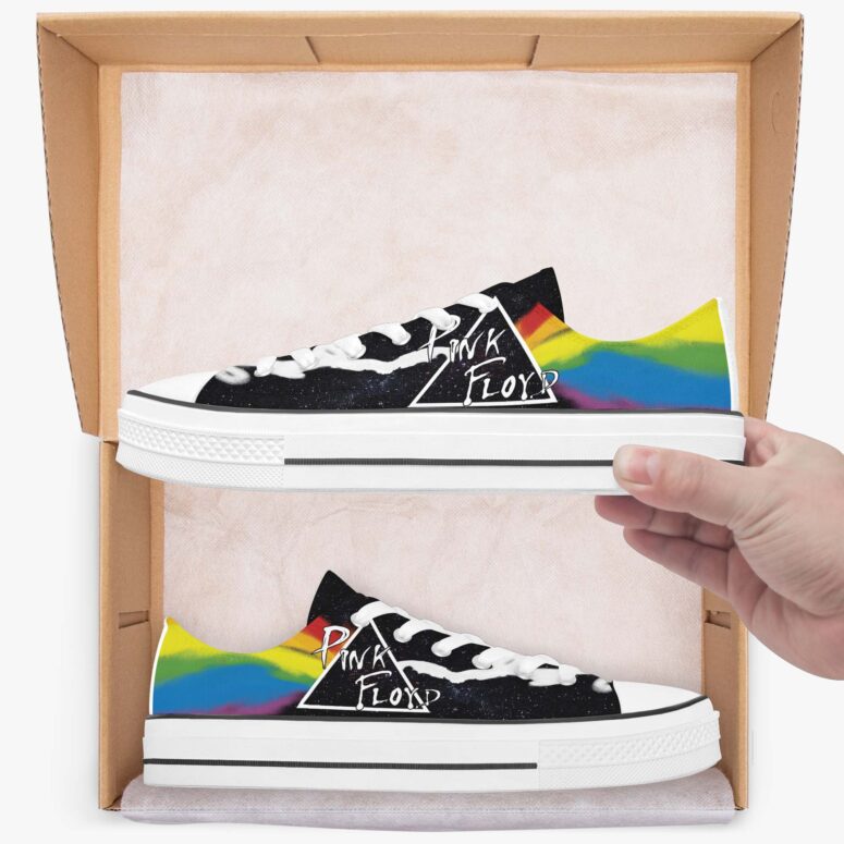 Dark side of The Moon Watercolor Painting - Pink Floyd Canvas Shoes Dark side of The Moon Watercolor Painting - Pink Floyd Canvas Shoes