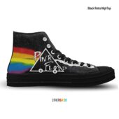 Dark Side Of The Moon Watercolor Painting – Pink Floyd Retro Hightop Canvas Shoes 3 - OtherBrick