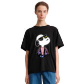 Joe Cool I’m In Pink Floyd Style Snoopy Front Shirt Woman Black - OtherBrick