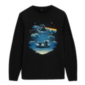 Lilo And Stitch Starry Sky Pink Floyd Front Longsleeve Black - OtherBrick