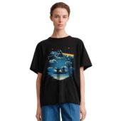 Lilo And Stitch Starry Sky Pink Floyd Front Shirt Woman Black - OtherBrick