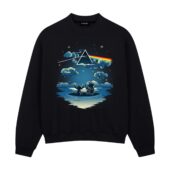 Lilo And Stitch Starry Sky Pink Floyd Front Sweatshirt Black - OtherBrick