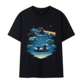 Lilo And Stitch Starry Sky Pink Floyd Front Tshirt Black - OtherBrick