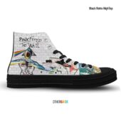 Division Bell Meets The Dark Side Of The Wall – Pink Floyd Canvas Shoes Black Retro Hightop - OtherBrick