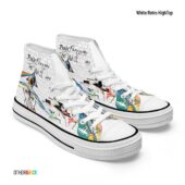 Division Bell Meets The Dark Side Of The Wall – Pink Floyd Canvas Shoes White Retro Hightop - OtherBrick