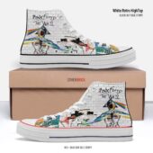 Division Bell Meets The Dark Side Of The Wall – Pink Floyd Canvas Shoes White Retro Hightop 2stripe - OtherBrick