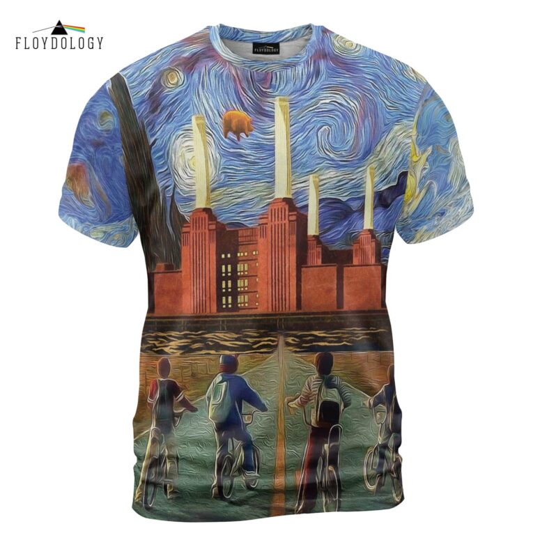 Pigs Can Fly Stranger Things x Animals Van Gogh Pink Floyd Shirt