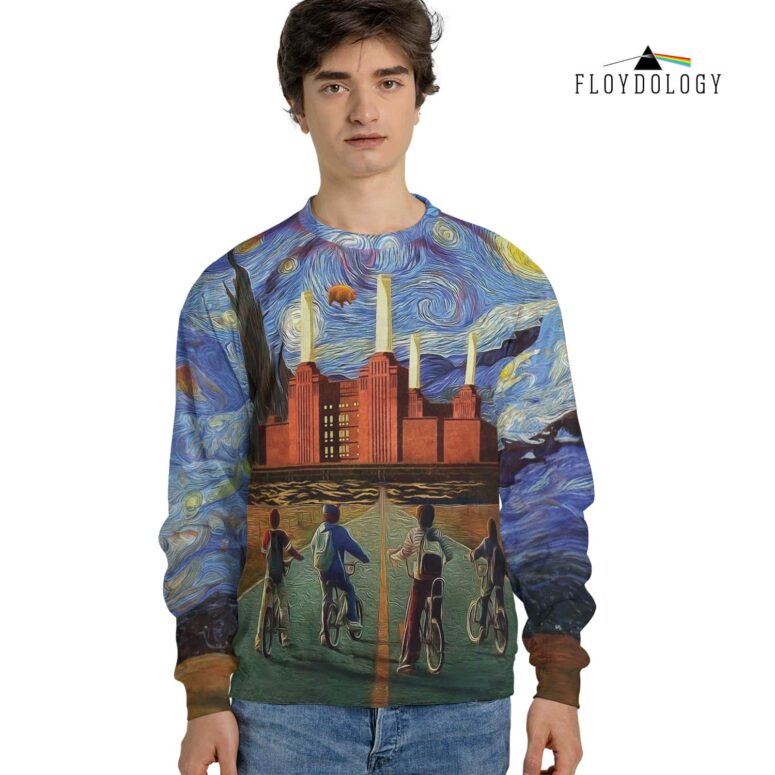 Pigs Can Fly Stranger Things x Animals Van Gogh Pink Floyd Shirt