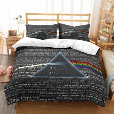 Pink Floyd Lyric Collage Prism Vintage x DSOTM Bedding Set Pink Floyd Lyric Collage Prism Vintage x DSOTM Bedding Set