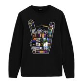 Pink Floyd Rock On Devil Horns Hand Gesture Front Longsleeve Black - OtherBrick