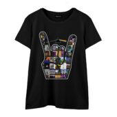 Pink Floyd Rock On Devil Horns Hand Gesture Front Wtee Black - OtherBrick