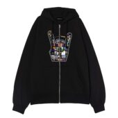 Pink Floyd Rock On Devil Horns Hand Gesture Front Ziphoodie Black - OtherBrick